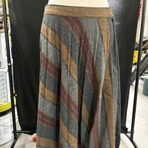Vintage Wool Pleated Midi Skirt